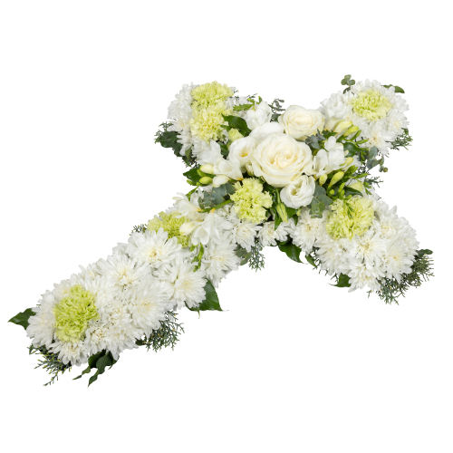 Cross Wreath - Green and White 