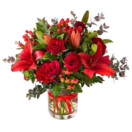 CH14 Red Santa Vase arrangement 