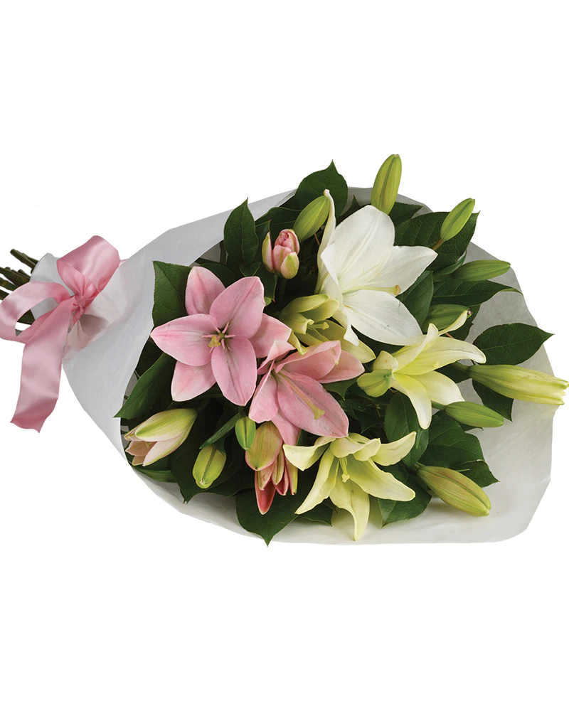 DF- 61 Pink and White Lillie sheaf Bouquet  